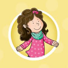 Graphic of a young girl with a pink top on a yellow background - Christian audiobook for children from 3 years