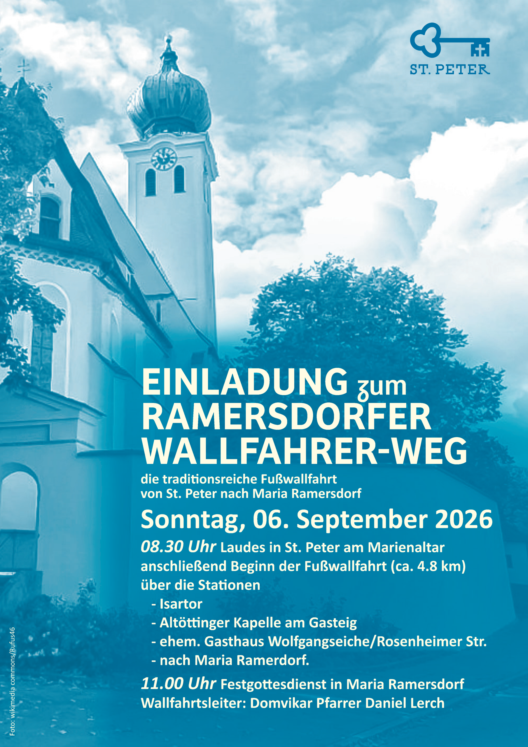 Fußwallfahrt von St. Peter nach Maria Ramersdorf am 06.09.2026