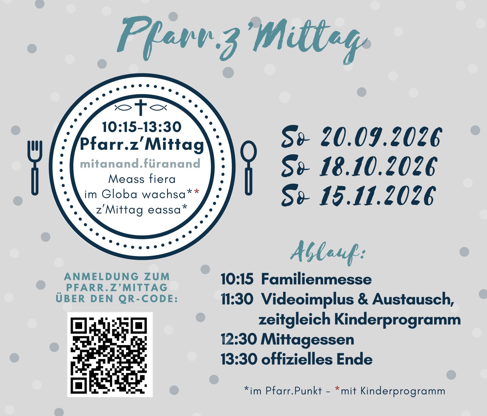 Pfarr.z'Mittag – mitanand eassa und im Globa wachsa