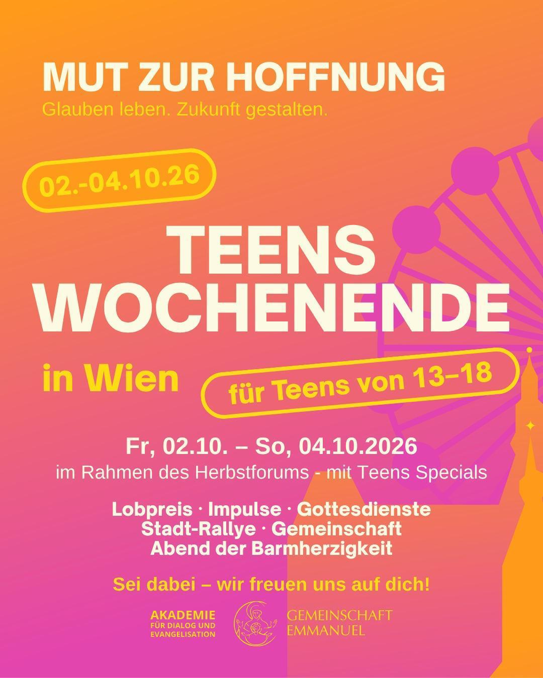 Teens-Wochenende in Wien – Mut zur Hoffnung