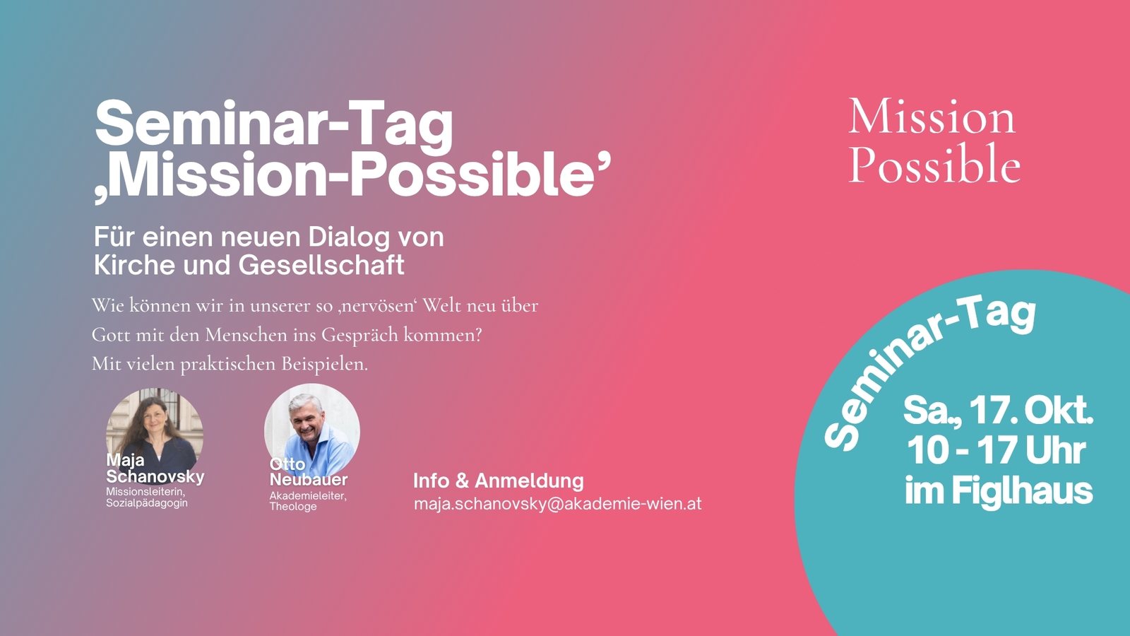 SEMINAR-TAG: Mission Possible – Für einen neuen Dialog von Kirche und Welt (Wien)